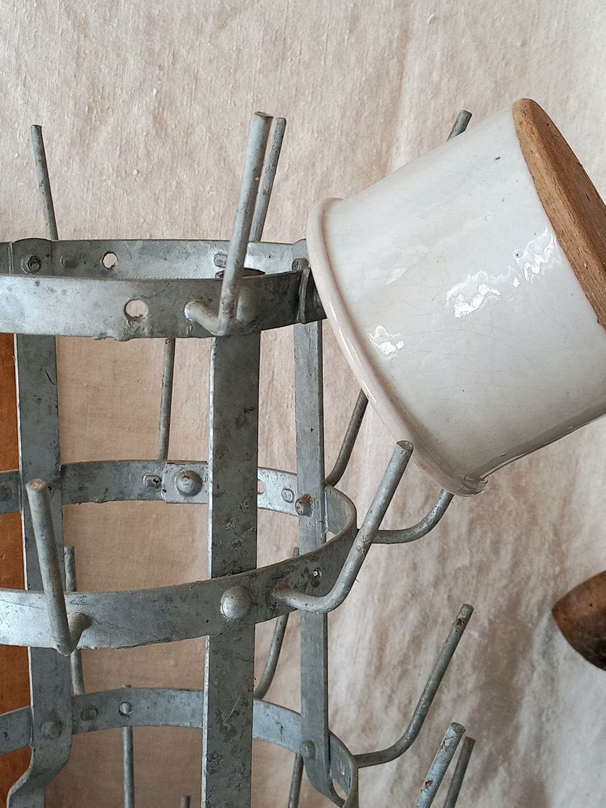 French vintage metal/zinc bottle dryer