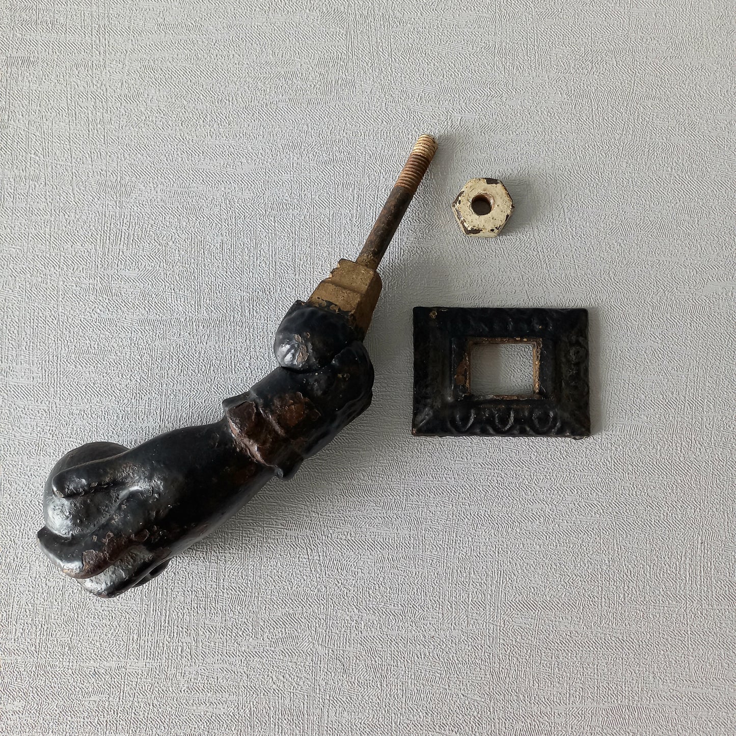 French antique female hand door knocker made from cast iron