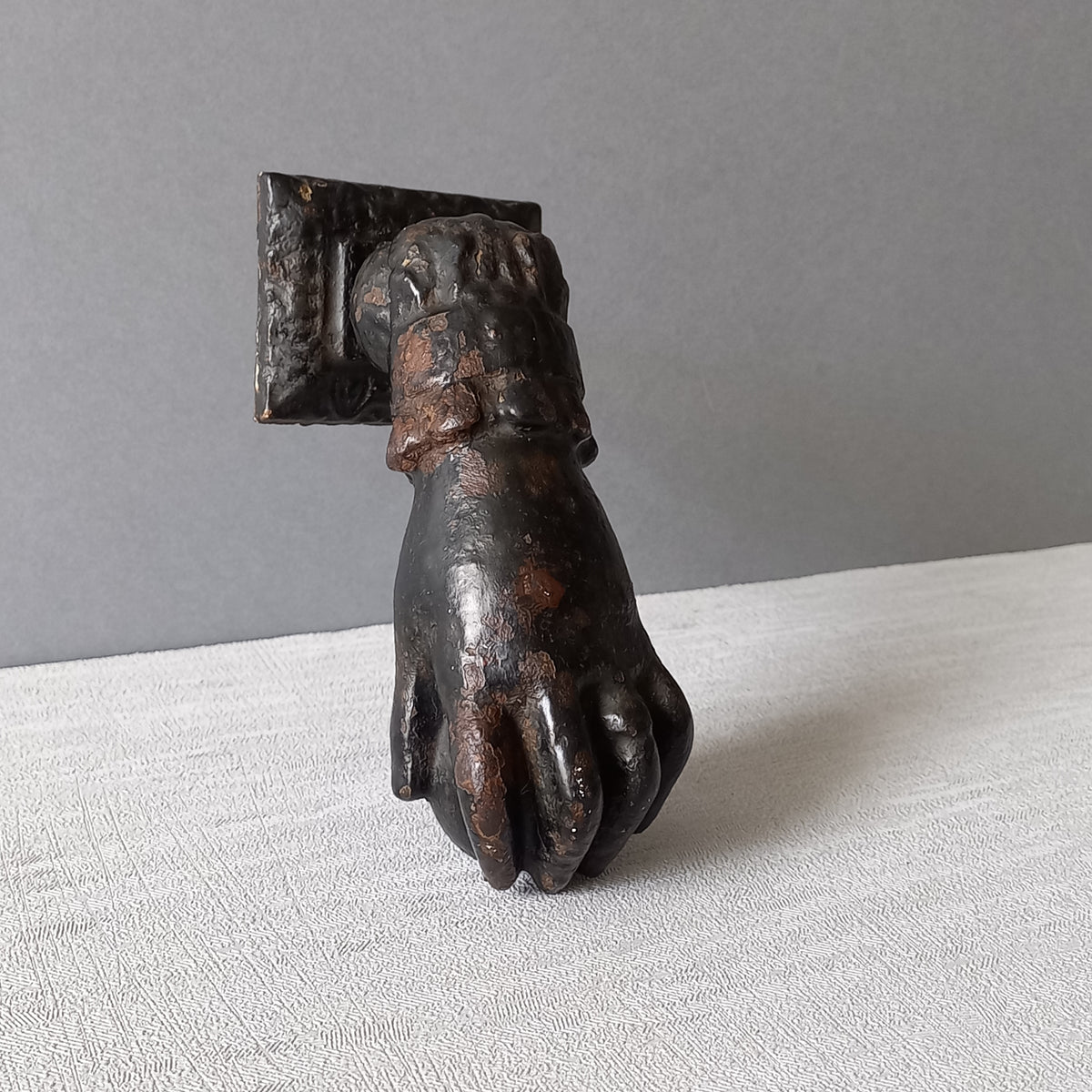 French antique female hand door knocker made from cast iron