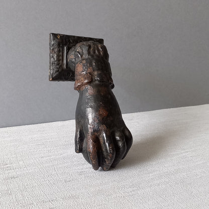 French antique female hand door knocker made from cast iron