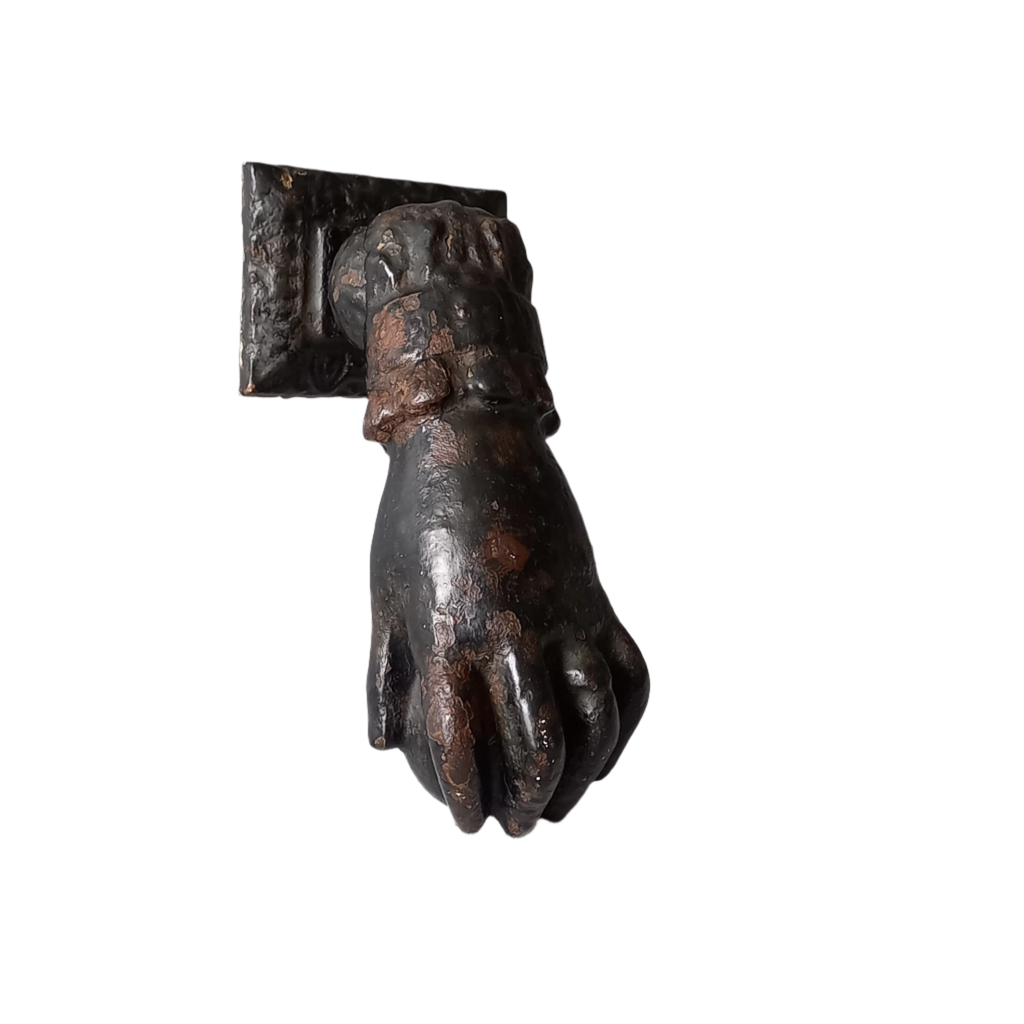 French antique female hand door knocker made from cast iron