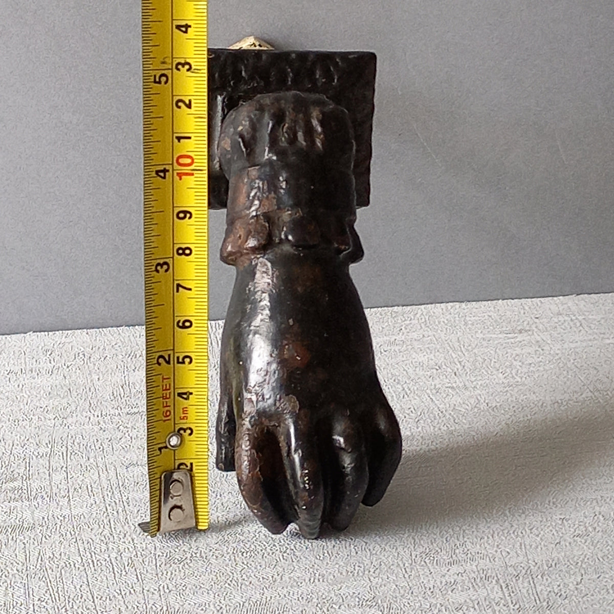 French antique female hand door knocker made from cast iron