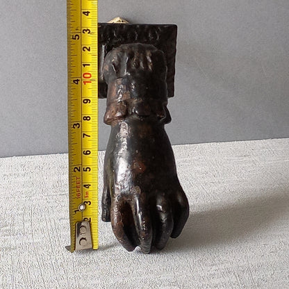 French antique female hand door knocker made from cast iron