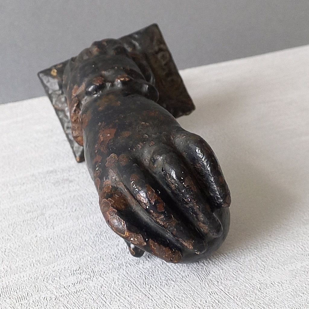 French antique female hand door knocker made from cast iron