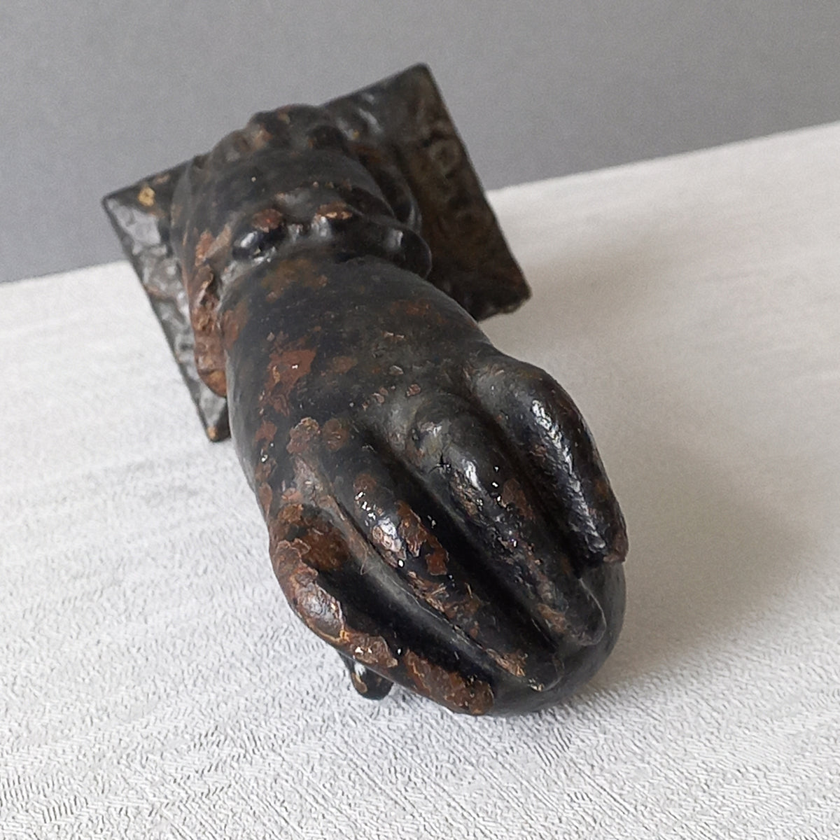 French antique female hand door knocker made from cast iron