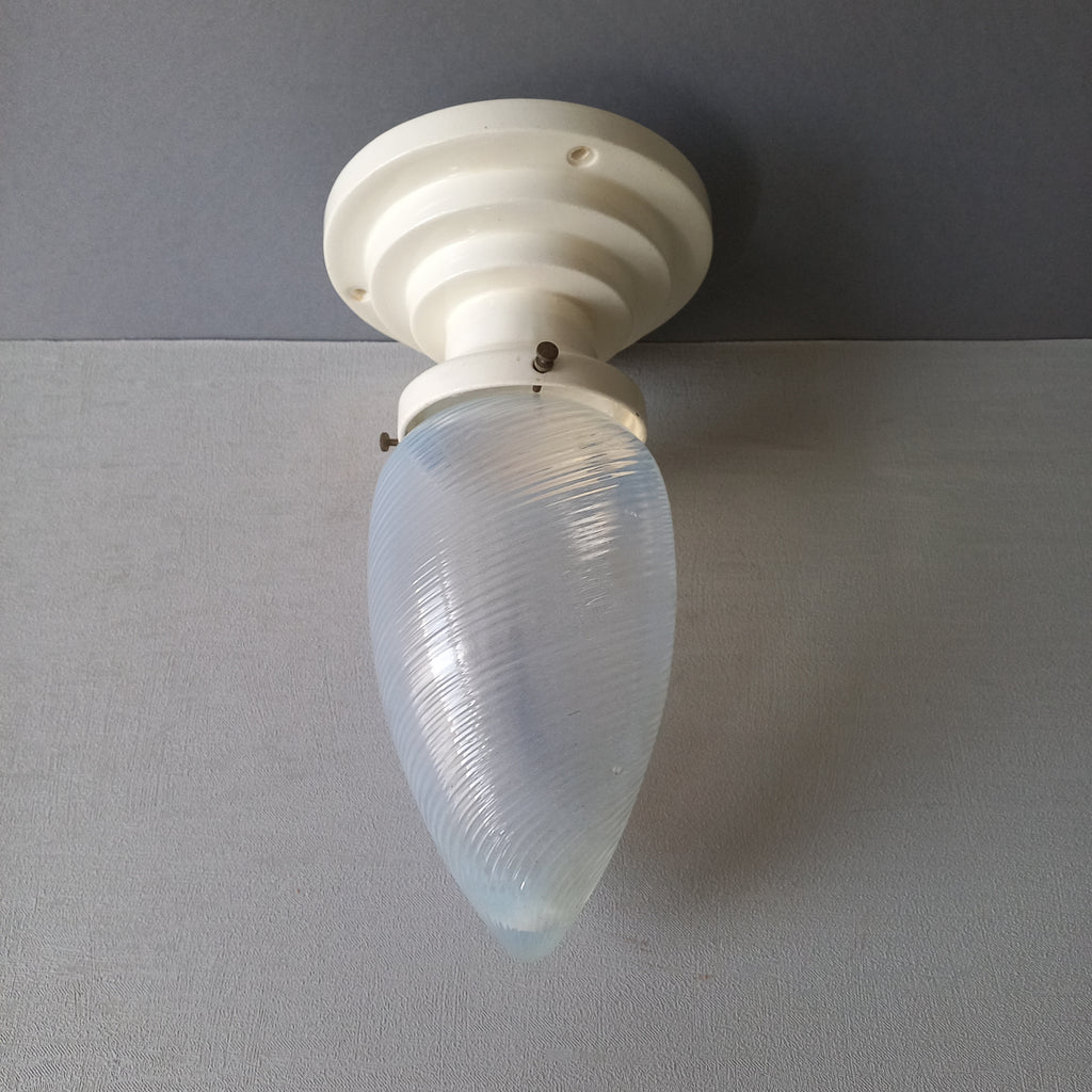 Art Deco Milk Glass Lamp Shade and Holder