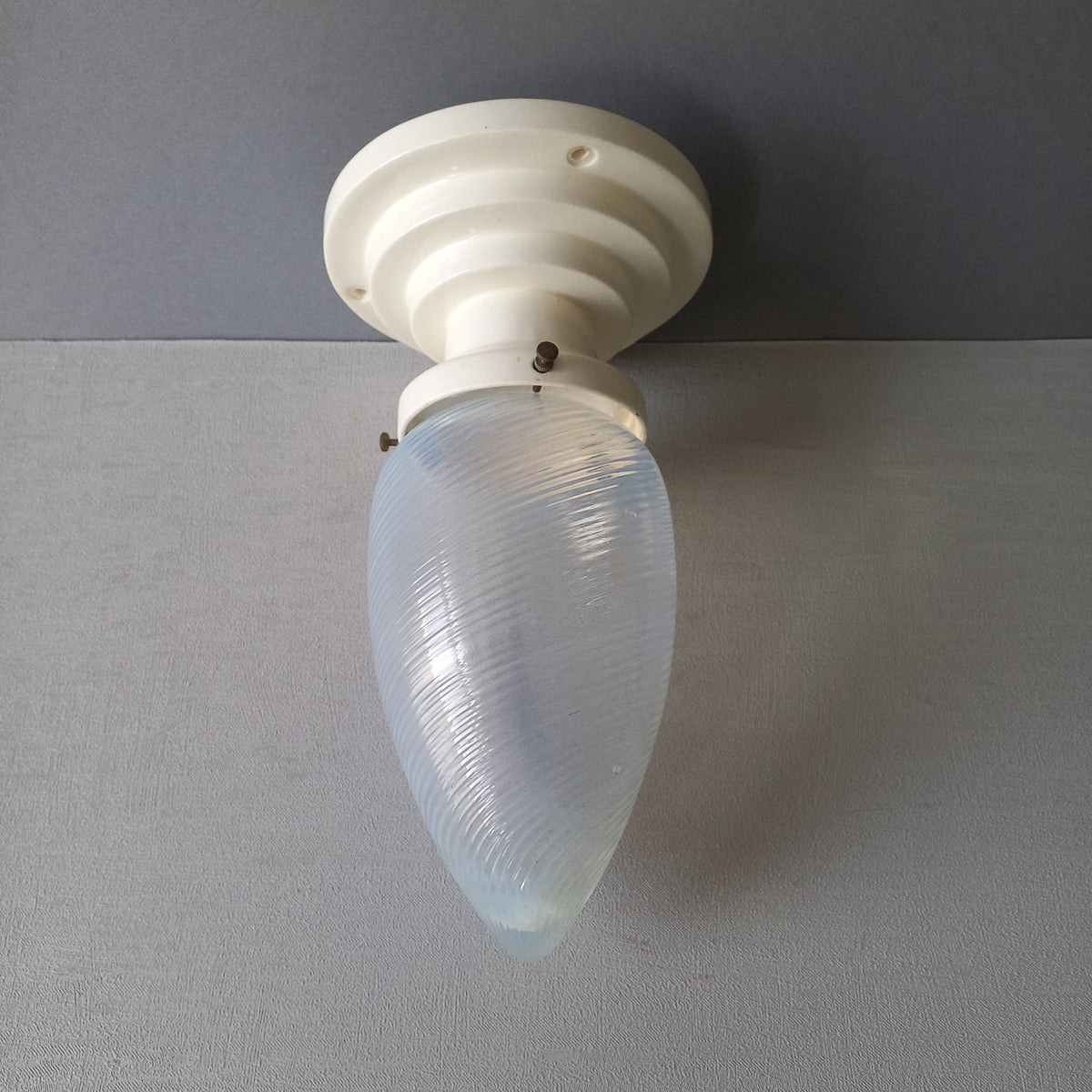 Art Deco Milk Glass Lamp Shade and Holder