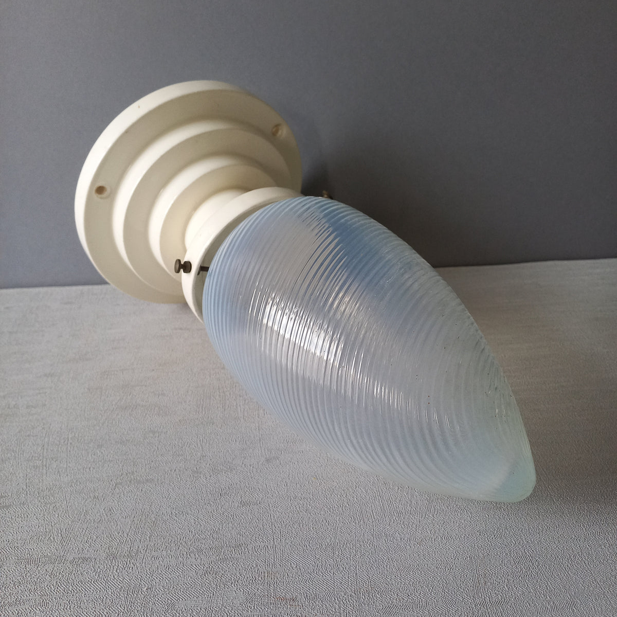 Art Deco Milk Glass Lamp Shade and Holder
