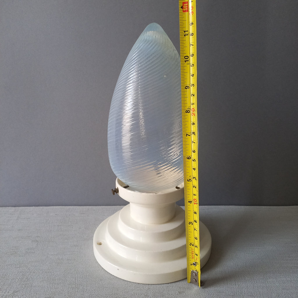 Art Deco Milk Glass Lamp Shade and Holder