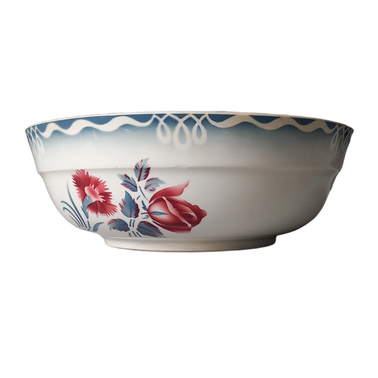 Ironstone fruit bowl with rose pattern by Sarreguemines