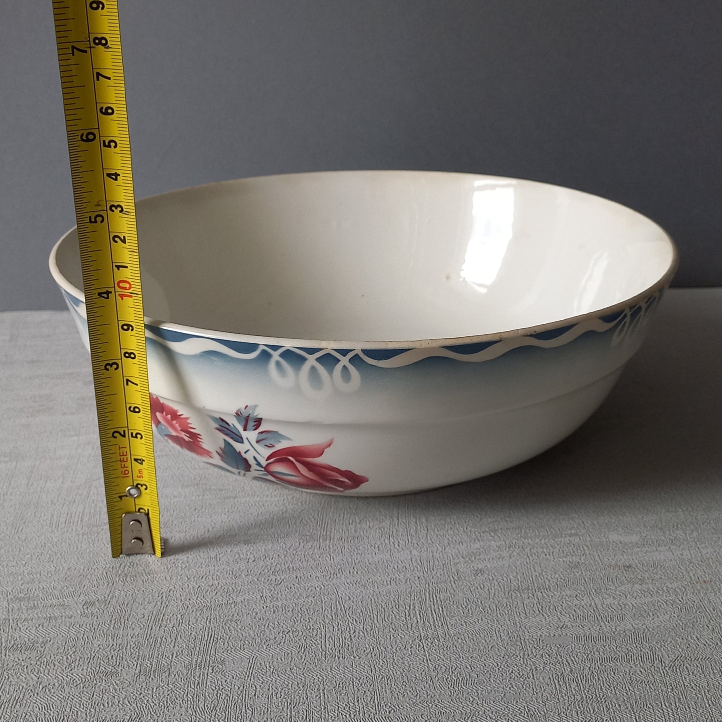 Ironstone fruit bowl with rose pattern by Sarreguemines