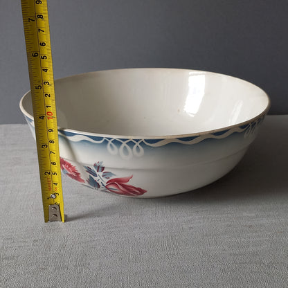 Ironstone fruit bowl with rose pattern by Sarreguemines
