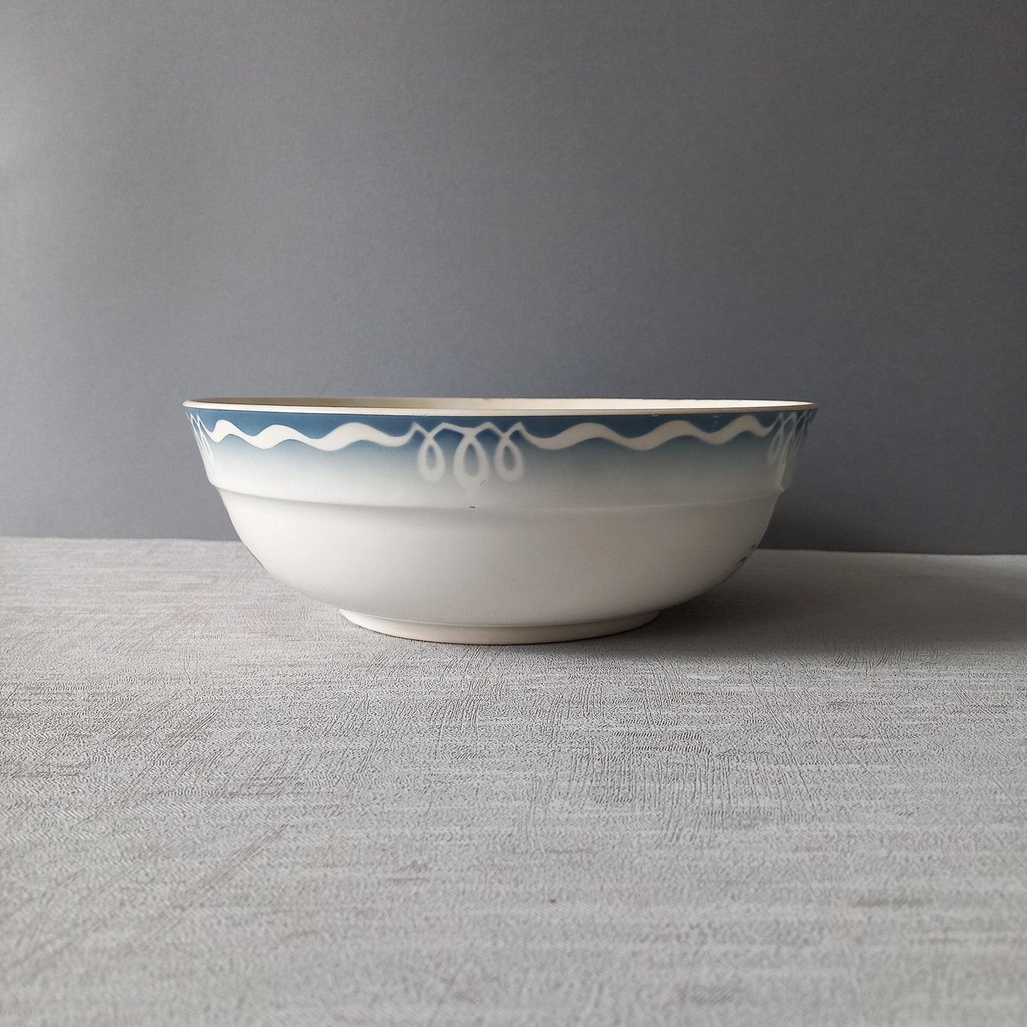 Ironstone fruit bowl with rose pattern by Sarreguemines