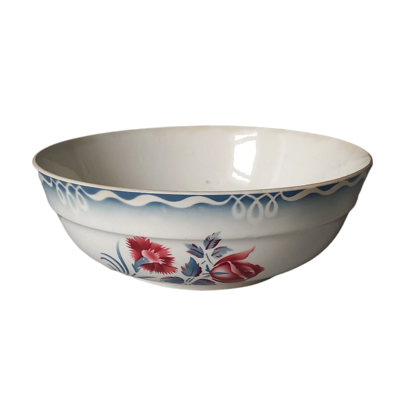 Ironstone fruit bowl with rose pattern by Sarreguemines