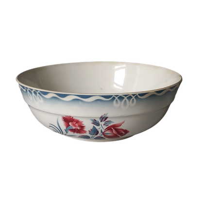 Ironstone fruit bowl with rose pattern by Sarreguemines