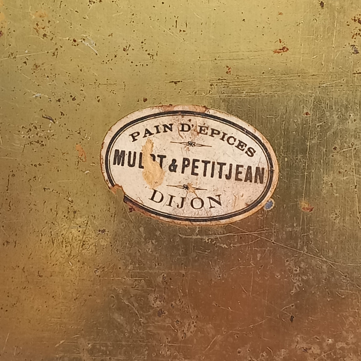 Decorative antique tin box with floral pattern