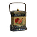 Decorative antique tin box with floral pattern