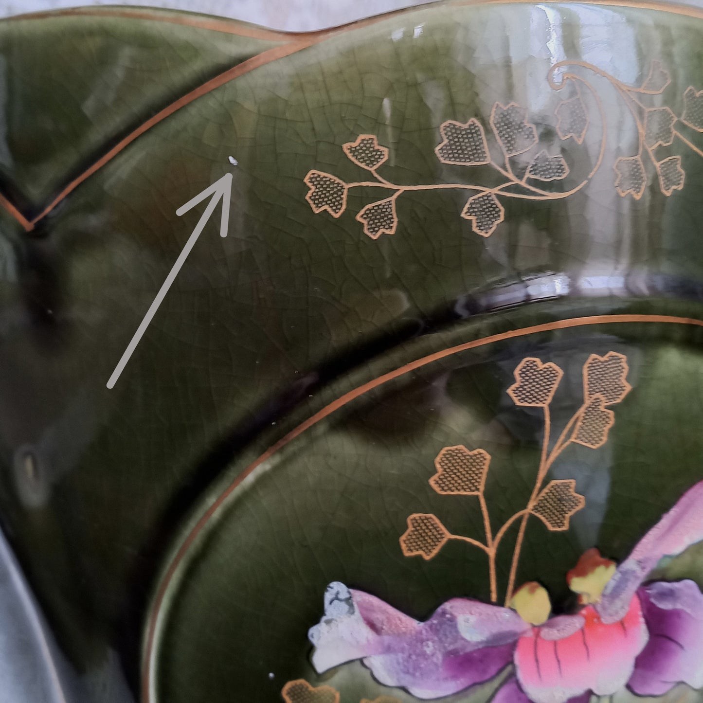 Antique art nouveau decorative planter with Iris flower by Gustave de Bruyn of Fives Lille