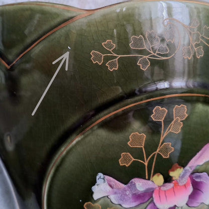 Antique art nouveau decorative planter with Iris flower by Gustave de Bruyn of Fives Lille