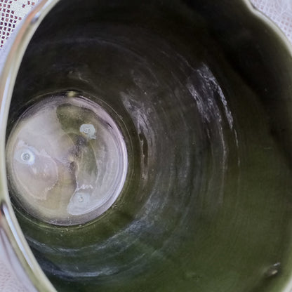 Antique art nouveau decorative planter with Iris flower by Gustave de Bruyn of Fives Lille