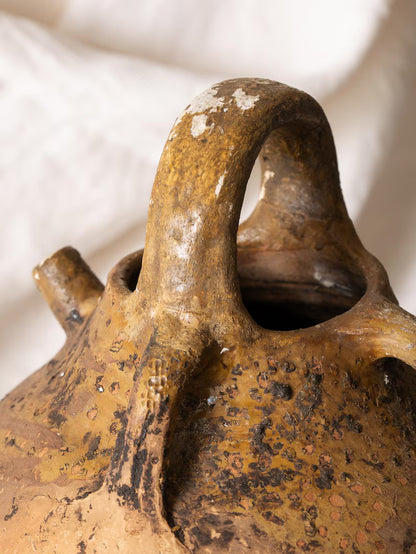 Large French Antique Terracotta Oil Jar, Rustic Clay Storage Pot c.1900