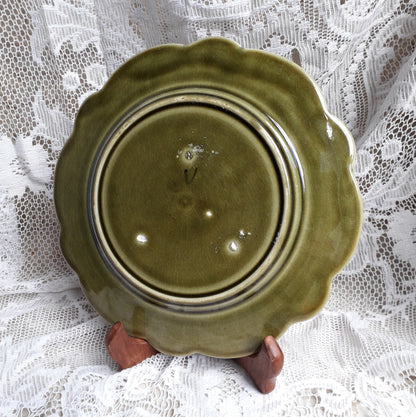 Small French Antique Majolica Joan Of Arc Wall Plate