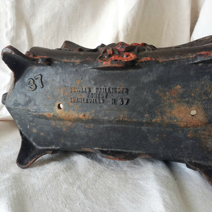 Large Antique Cast Iron Decorative Planter, Interior Exterior Plant Pot Holder,