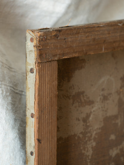 A late 19th-century/early 20th century after Raphael oil painting based on Madonna della Sedia (1513–1514, Pitti Palace, Florence). The artist (perhaps a student of the time) adapts Raphael’s tondo into a rectangular canvas, preserving the iconic green dress with patterned sleeve, the tender embrace, and the young St. John at right against a deep ground.