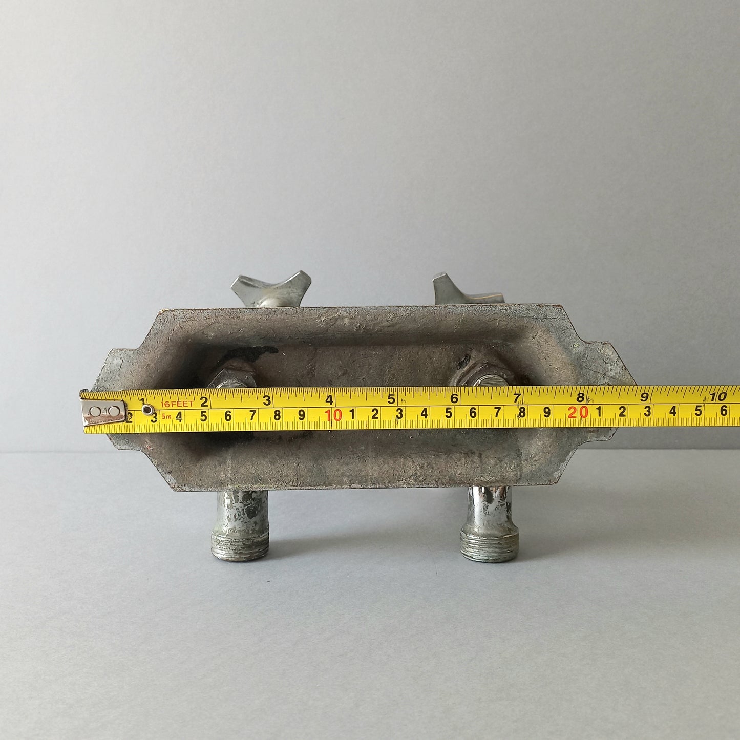 French vintage hot and cold faucet taps that are heavy, quality pieces being sold as a restoration piece or project.