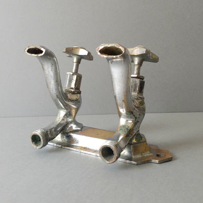 French vintage hot and cold faucet taps that are heavy, quality pieces being sold as a restoration piece or project.
