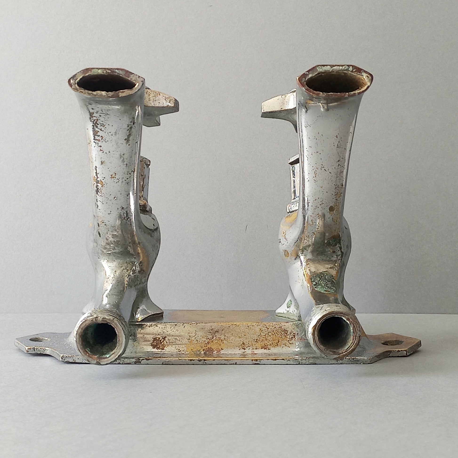 French vintage hot and cold faucet taps that are heavy, quality pieces being sold as a restoration piece or project.