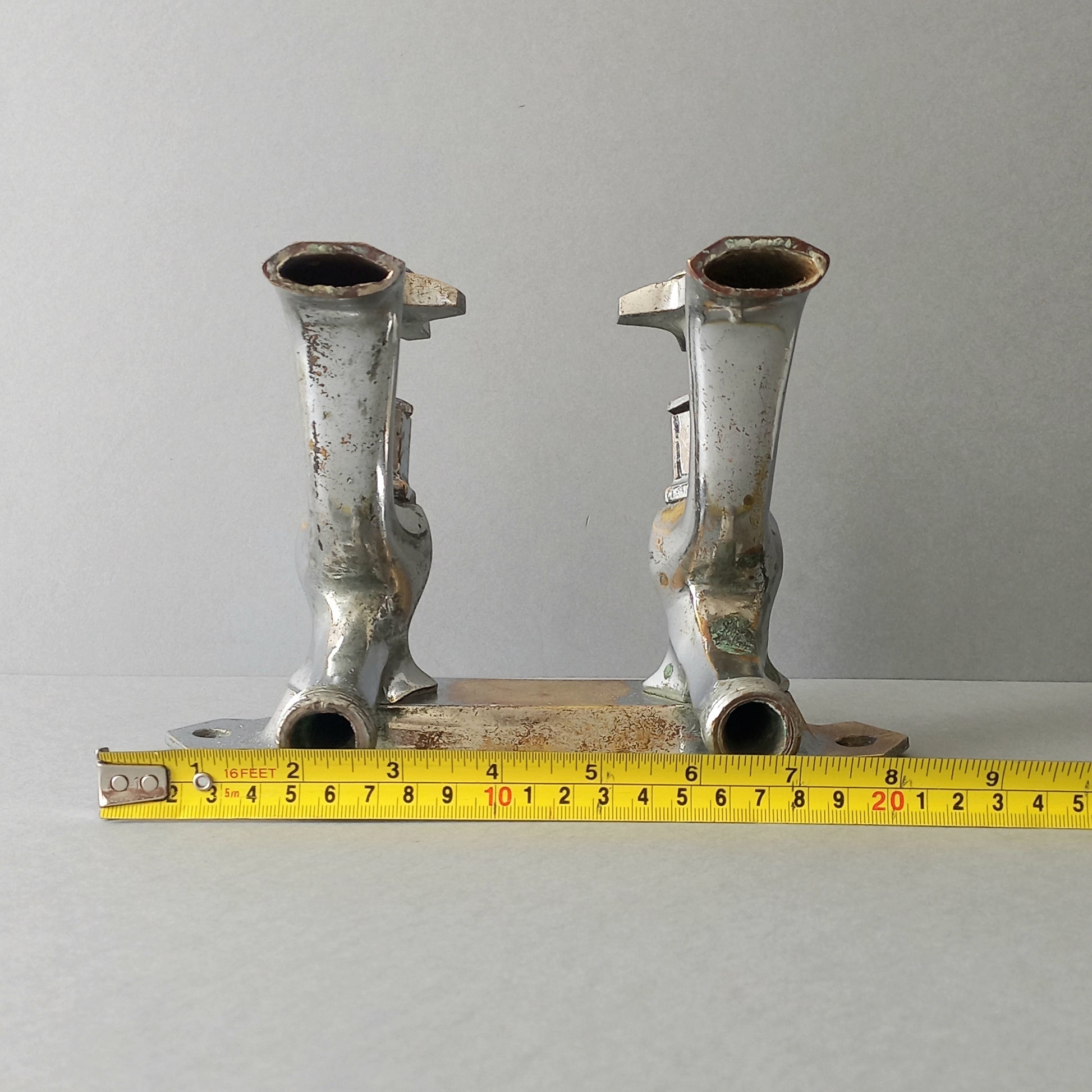 French vintage hot and cold faucet taps that are heavy, quality pieces being sold as a restoration piece or project.