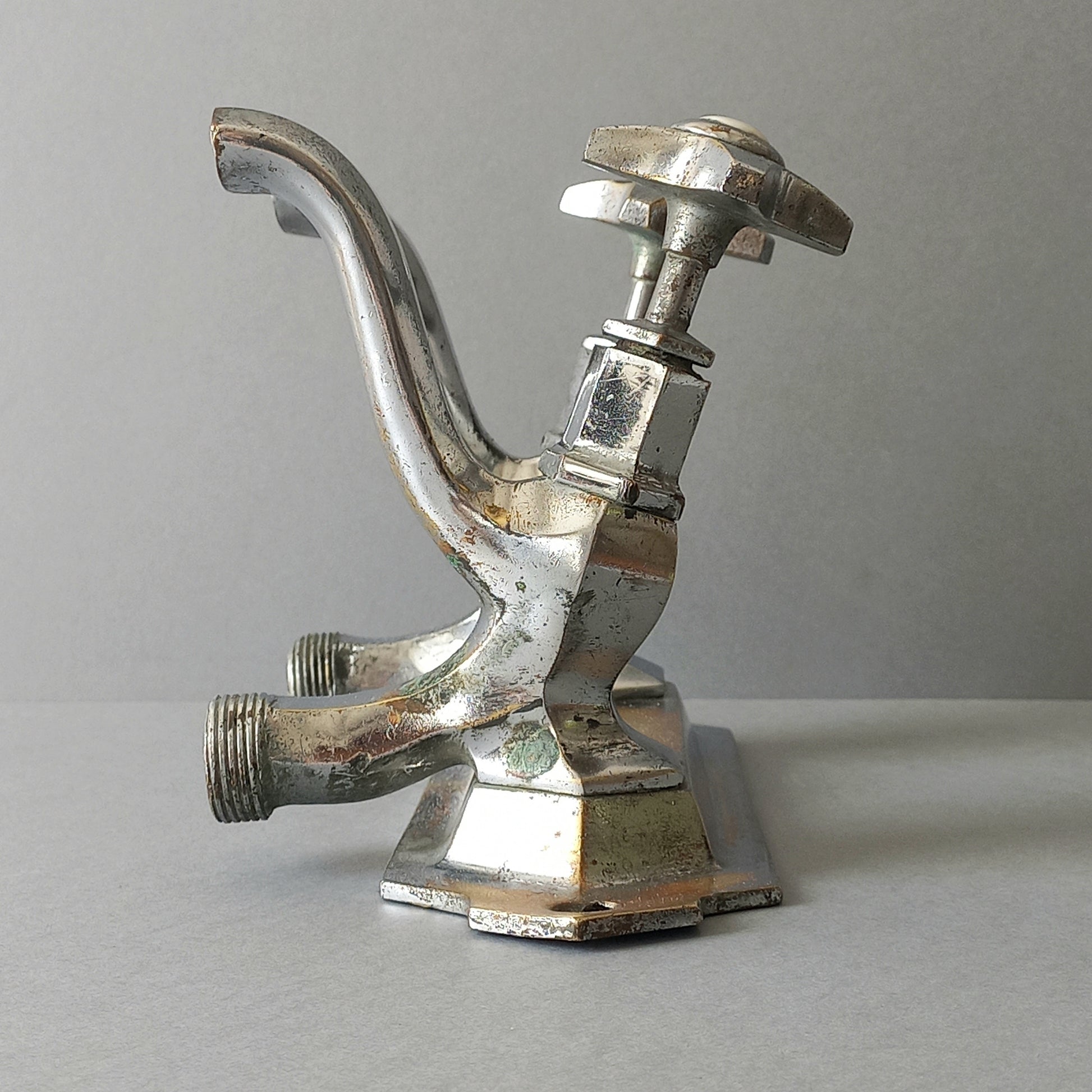 French vintage hot and cold faucet taps that are heavy, quality pieces being sold as a restoration piece or project.