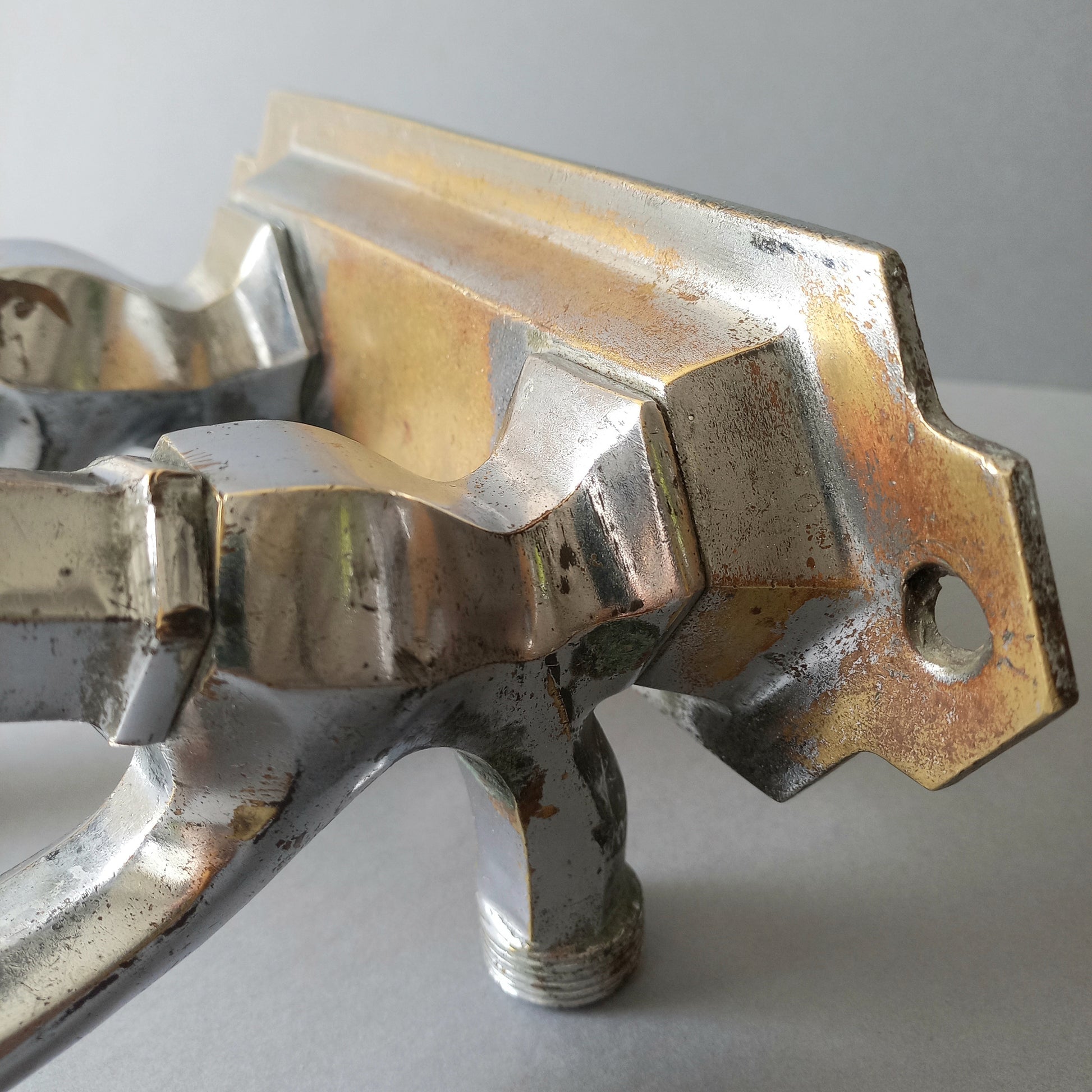 French vintage hot and cold faucet taps that are heavy, quality pieces being sold as a restoration piece or project.