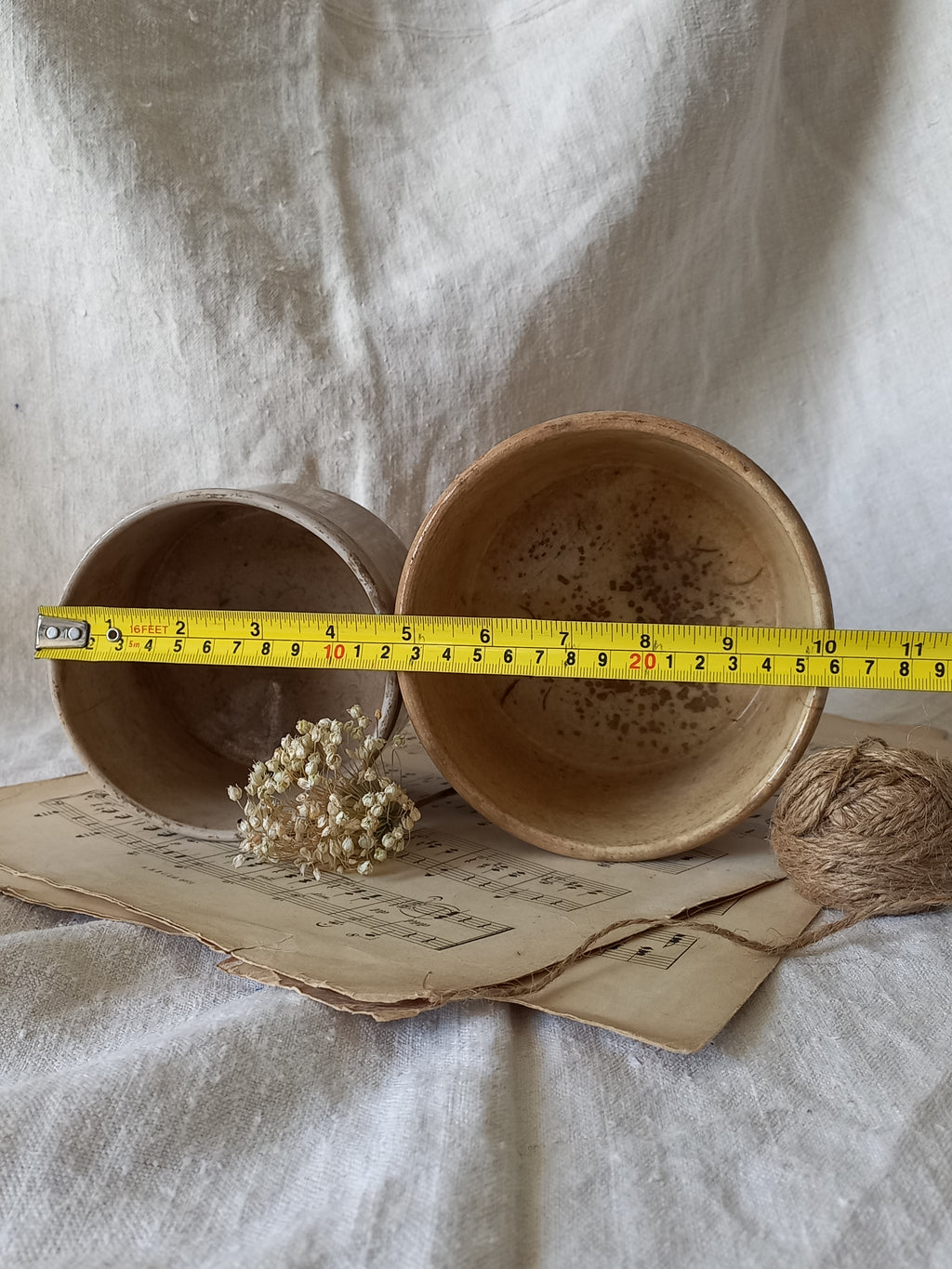 Pair of French Antique Ironstone Jam Pots Or Crock Pots