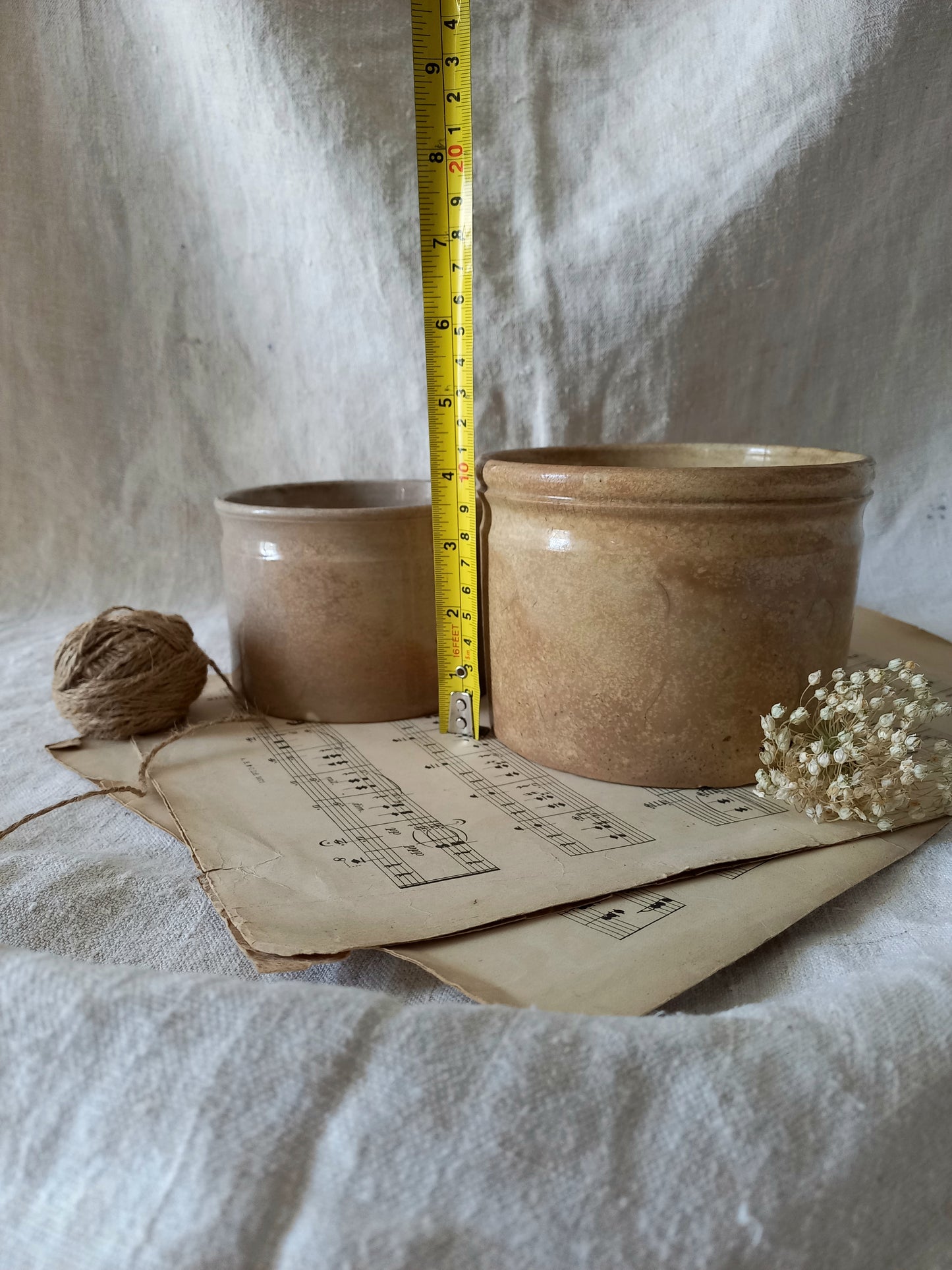 Pair of French Antique Ironstone Jam Pots Or Crock Pots