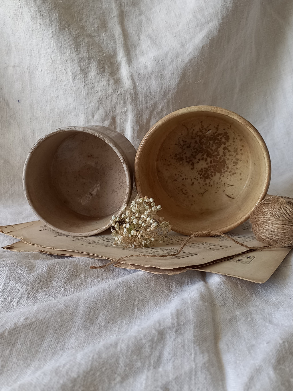 Pair of French Antique Ironstone Jam Pots Or Crock Pots