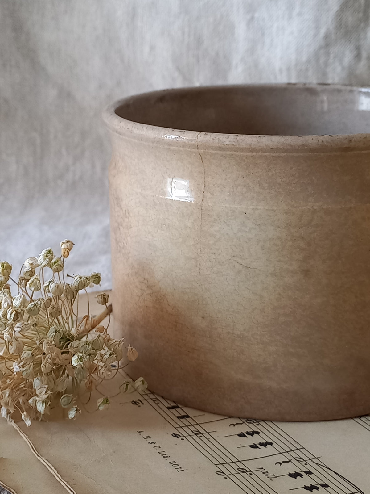 Pair of French Antique Ironstone Jam Pots Or Crock Pots