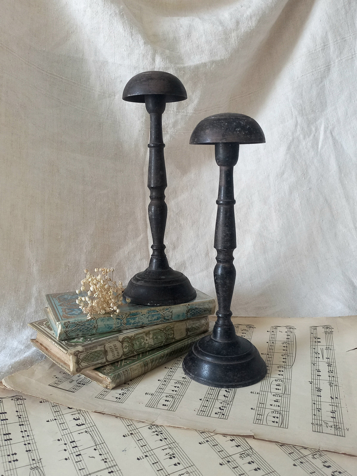 Pair of Antique Parisian Metal Hat Stands, Milliner's Stands