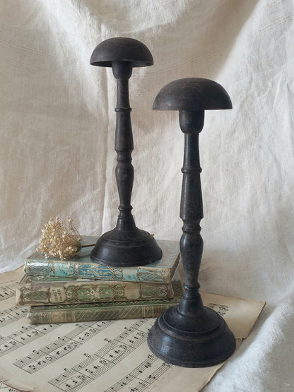 Pair of Antique Parisian Metal Hat Stands, Milliner's Stands