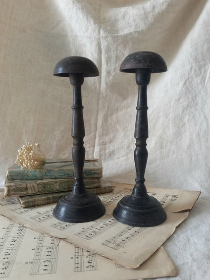 Pair of Antique Parisian Metal Hat Stands, Milliner's Stands