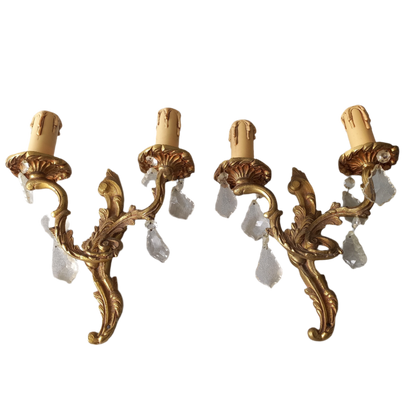 French vintage glass crystal wall lamps, antique style wall lightning sconces, classic vintage lighting