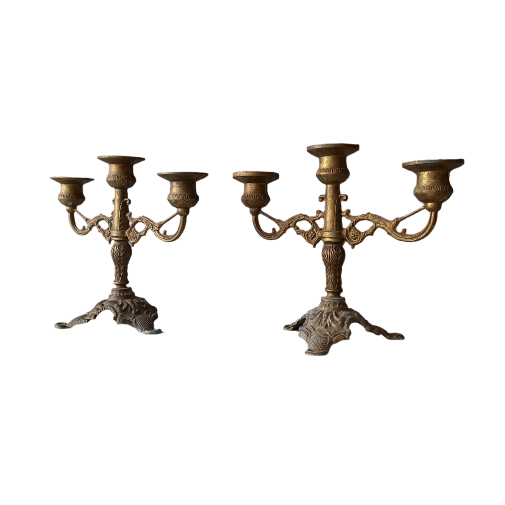 Pair of small vintage candle holders, small antique candelabras
