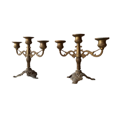 Pair of small vintage candle holders, small antique candelabras