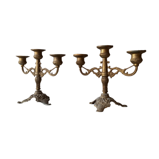 Pair of small vintage candle holders, small antique candelabras