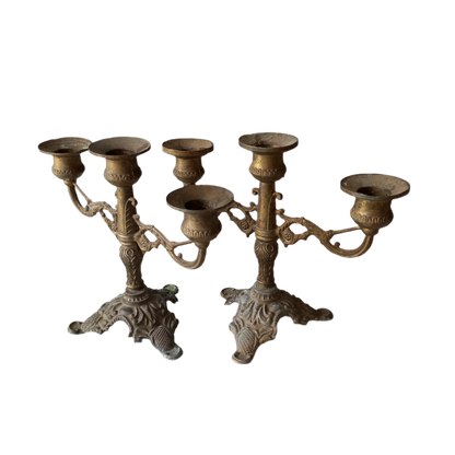 Pair of small vintage candle holders, small antique candelabras