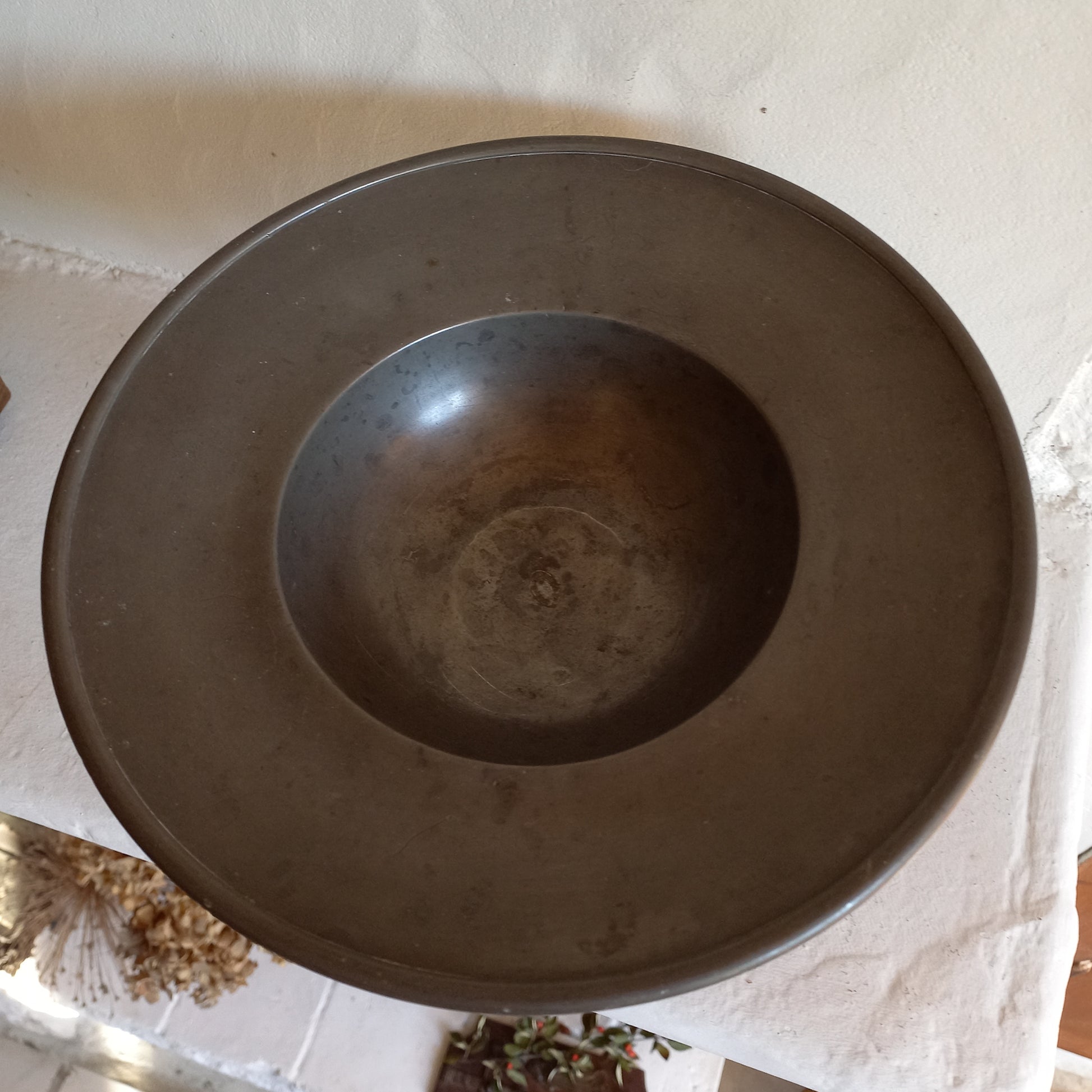 A stunning vintage/antique pewter compote, a shapely and wonderful piece.