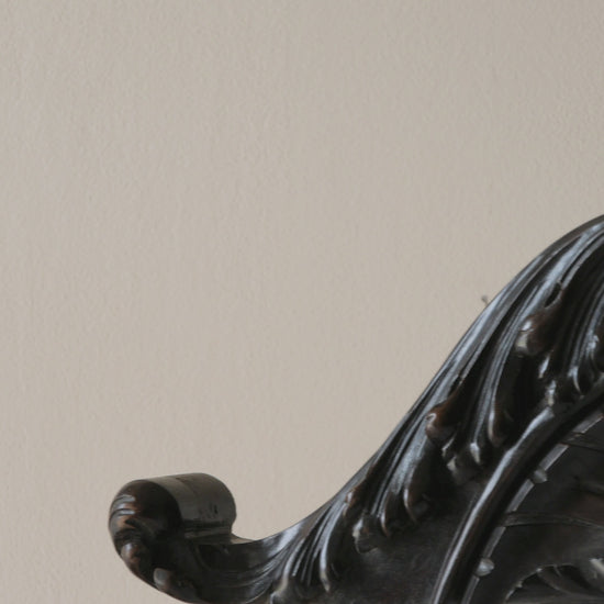 A stunning French antique carved dark wooden furniture pediment highly decorative and expertly crafted by a carpenter - this is a very heavy, quality piece and will look fabulous in any interior.