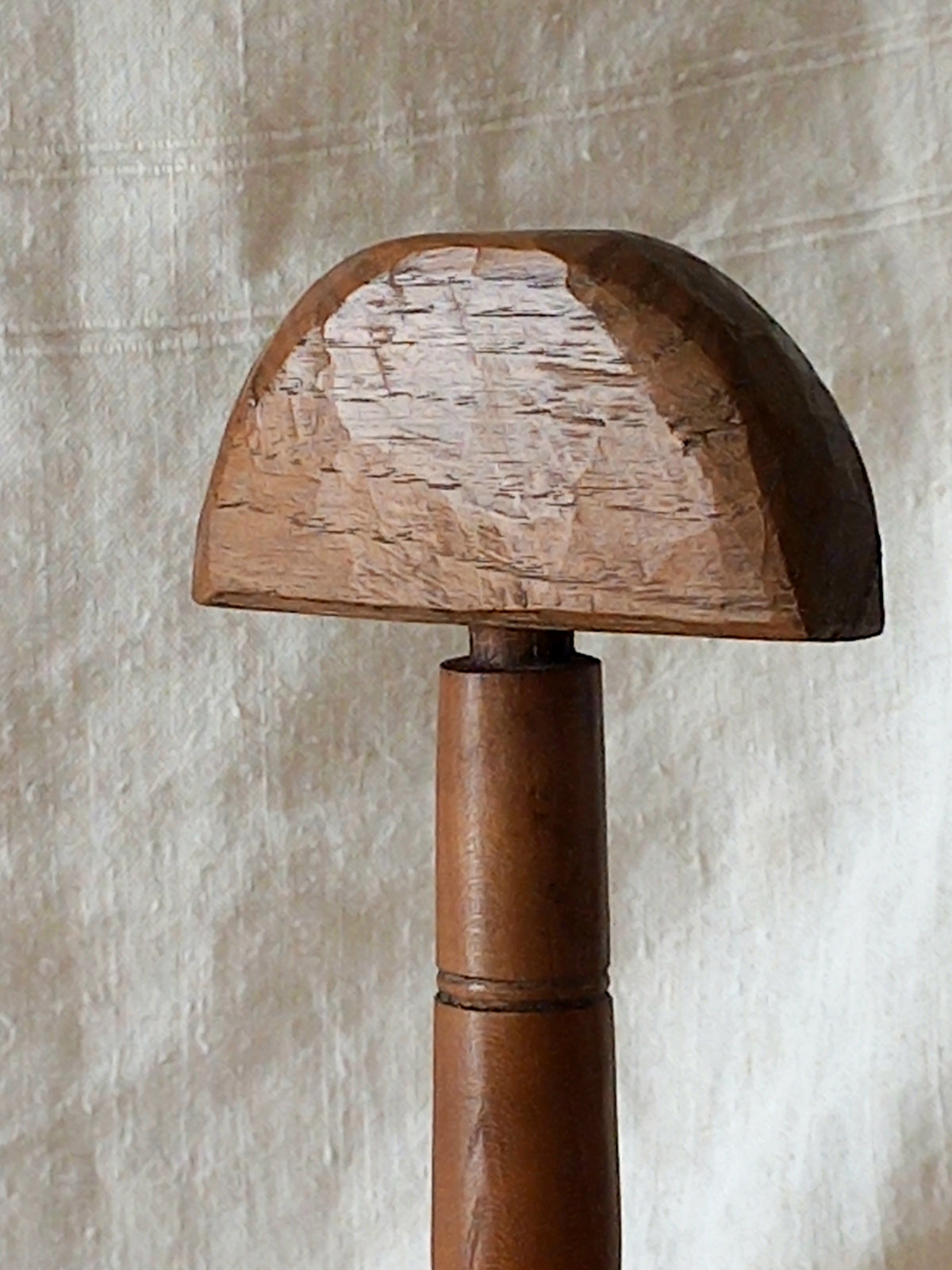 French Vintage Rustic Wooden Hat Stand on a neutral background