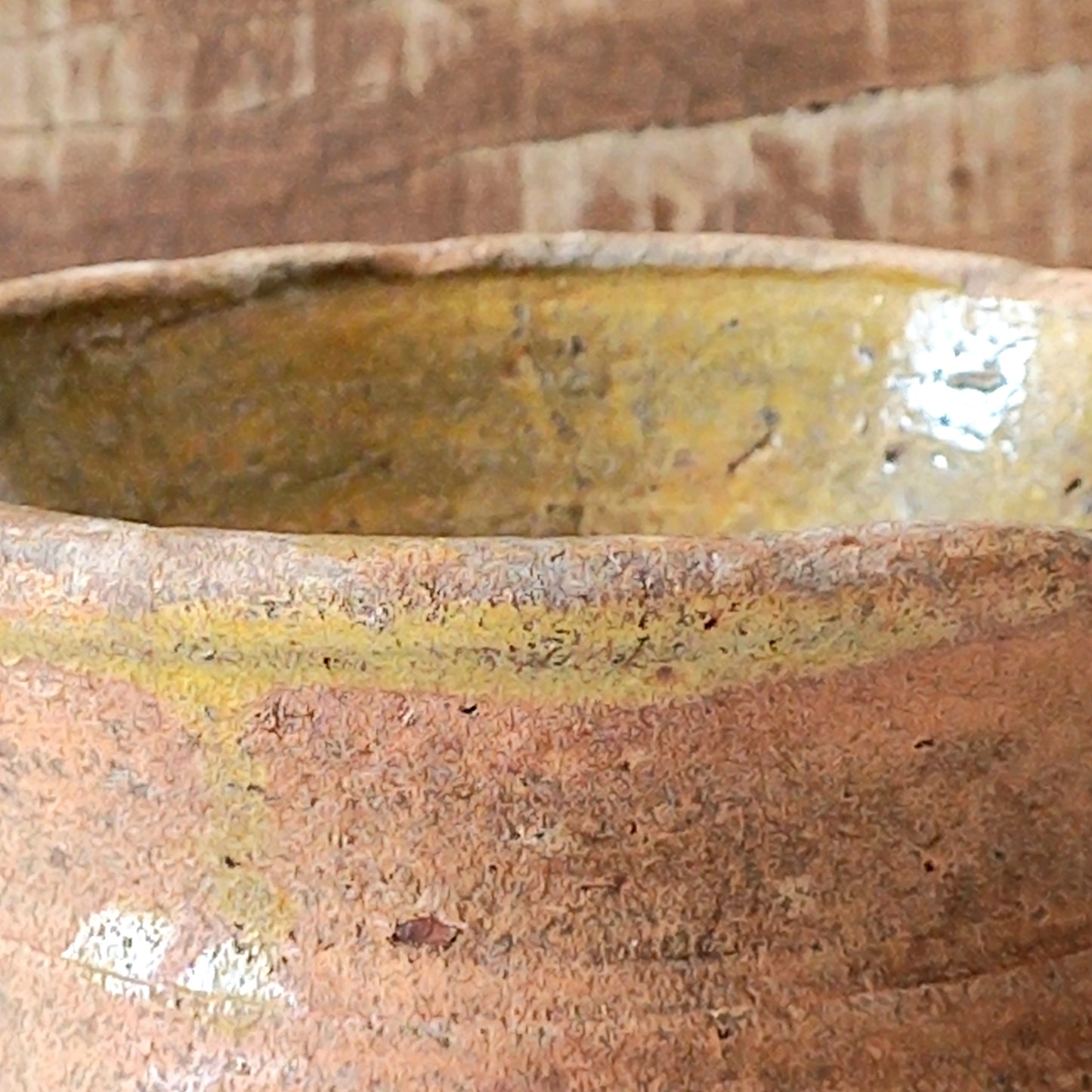 A little antique stoneware jug with a glazed interior in a wonderful shade of ochre, so rustic! This piece of pottery has aged beautifully and with its uneven worn edges and earthy rough texture it's perfect for a rustic, country or farmhouse interior.
